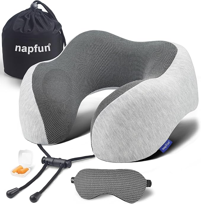 napfun Neck Pillow for Traveling, Travel Neck Pillow for Airplane 100% Pure by NAPFUN