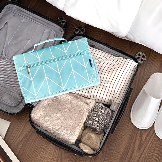 PAVILIA Hanging Toiletry Bag Women Men, Travel Kit Foldable Large Toiletries - Image 7