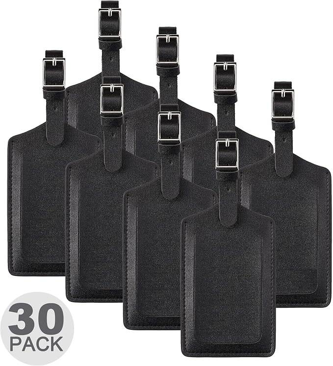 8 Pack Leather Luggage Travel Bag Tags by Travelambo by Travelambo