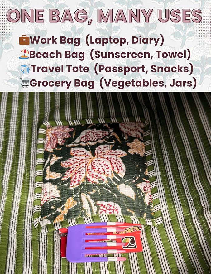 Cotton Quilted Tote Bag for Women – Large Beach & Travel Tote - Image 6