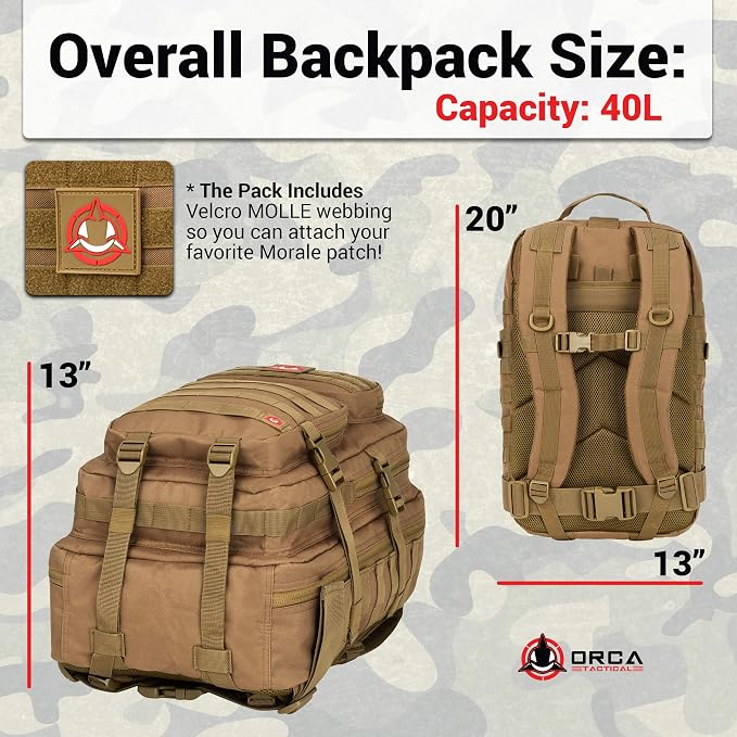 Backpack 40L Large Military 1 to 3 Day Molle Assault Pack Rucksack Army Bag - Image 4