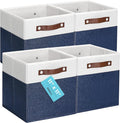 OrganiHaus 11x11 Fabric Cubes Storage Bins Set of 4, Foldable Collapsible by OrganiHaus