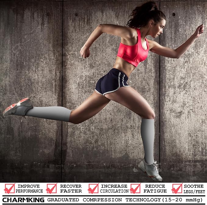 CHARMKING Compression Socks for Women & Men Circulation 15-20 mmHg is Best - Image 2