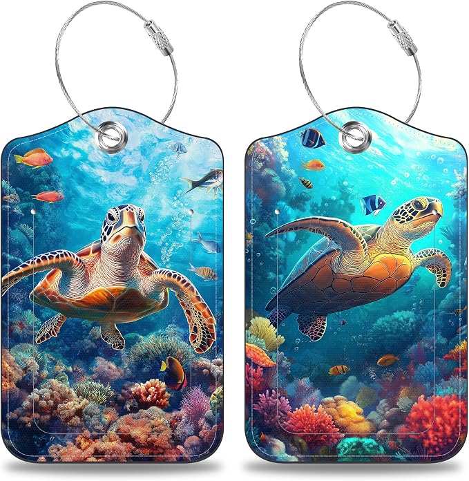 Sea Turtle Set of 2 Luggage Tags by Unknown