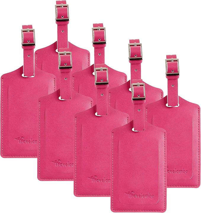 8 Pack Leather Luggage Travel Bag Tags by Travelambo by Travelambo