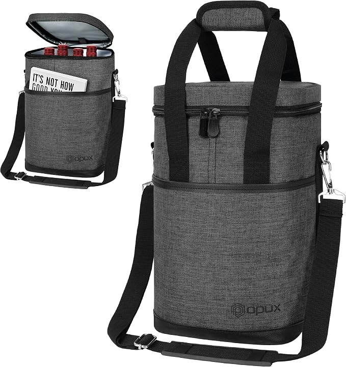 Opux Insulated Wine Tote, 4 Bottle Cooler Bag - Image 8