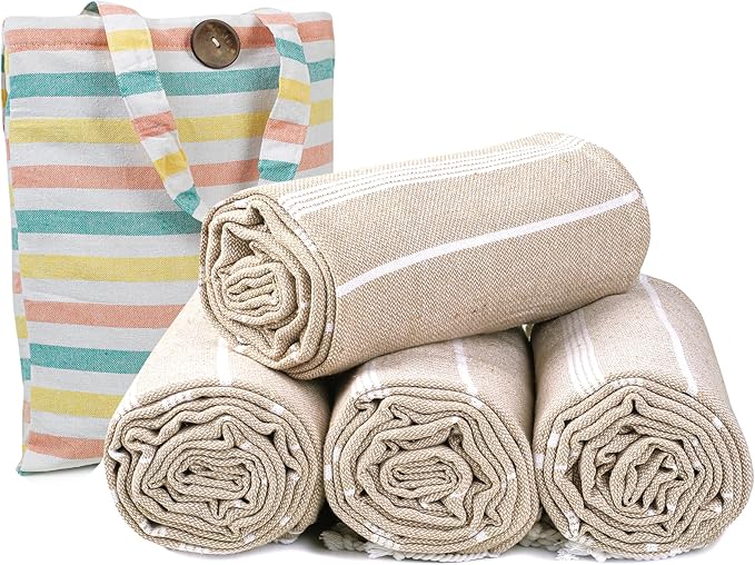 HILLFAIR Cotton Turkish Beach Towels, Quick Dry Lightweight Sand Free Peshtemal by HILLFAIR