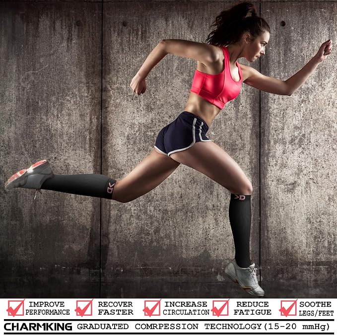CHARMKING Compression Socks for Women & Men Circulation 15-20 mmHg is Best - Image 2