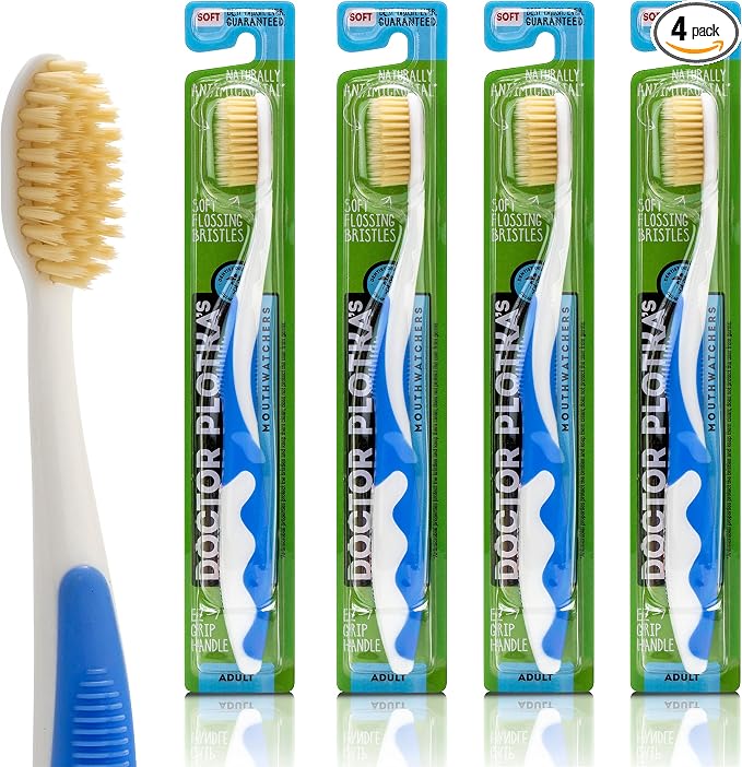 MOUTHWATCHERS Soft Flossing Toothbrushes, Value Pack of 4, Manual Toothbrush by Mouthwatchers