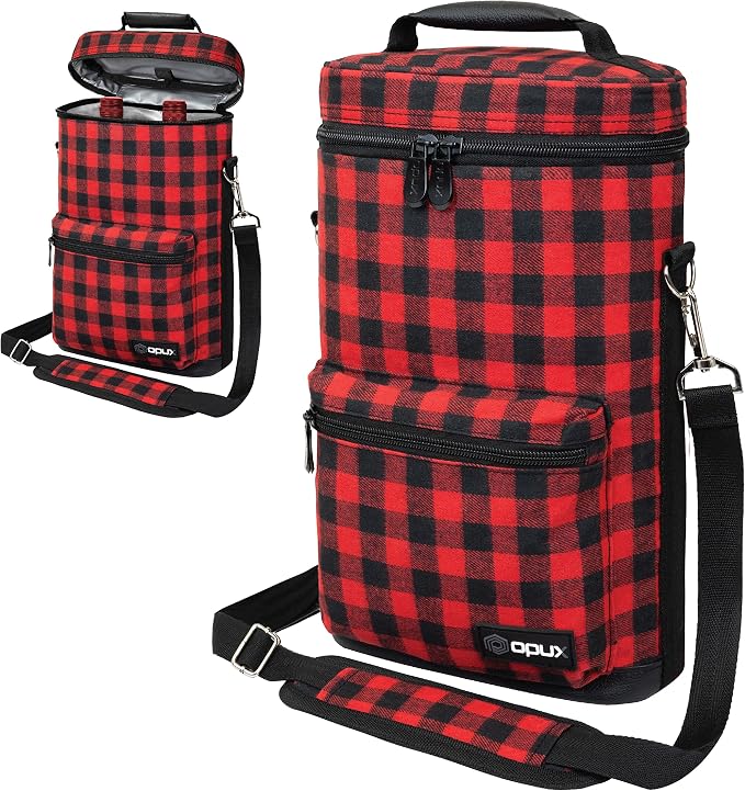 Opux 2 Bottle Wine Tote Carrier, Insulated Cooler Bag - Image 8