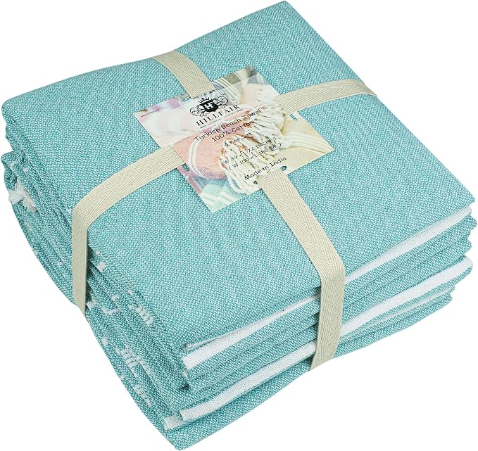 HILLFAIR Cotton Turkish Beach Towels, Quick Dry Lightweight Sand Free Peshtemal - Image 5