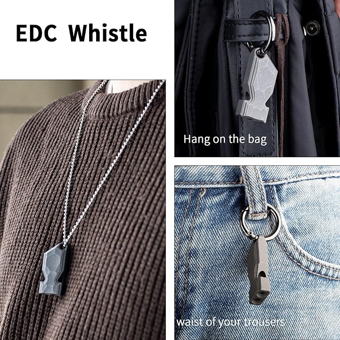 TISUR Titanium Emergency Whistle, EDC Safety Whistles Necklace Loud up to 120db - Image 5