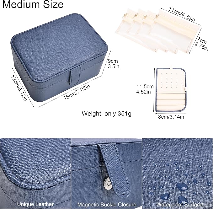 2 Layer Portable Jewelry Box, Large Jewelry Travel Case - Image 2