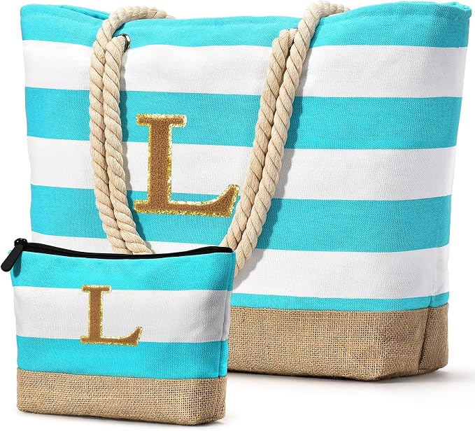 Becokan Beach Bag Initial Beach Tote by BecokanBeachBagSpecialist