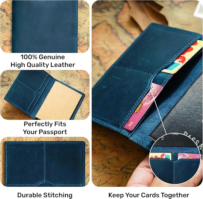 HIFA Leather Passport Holder, Handmade Passport Cover - Image 2