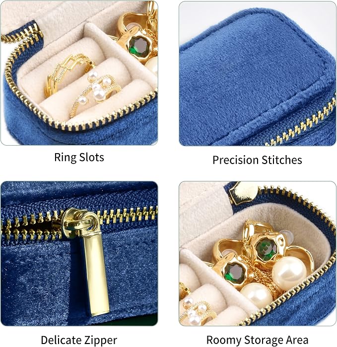 TAIMY Mini Jewelry Travel Case, Velvet Small Travel Jewelry Box, Portable - Image 5