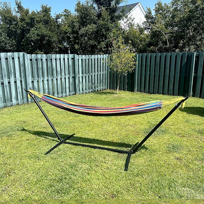 SZHLUX Double Hammock with Stand Included 450lb Capacity Steel Stand, Premium - Image 3