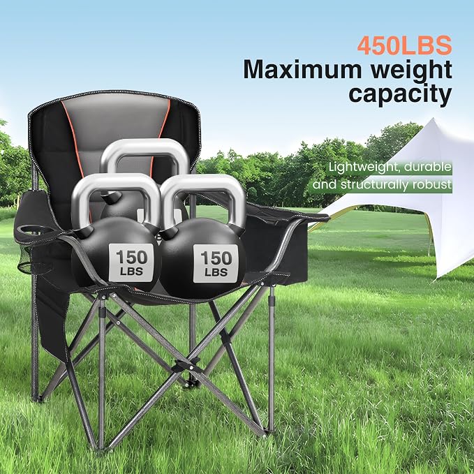 HIGH POINT SPORTS Oversized Portable Camping Folding Chair, Heavy Duty Foldable - Image 5