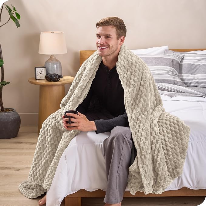 Bare Home Textured Fleece Blanket - Image 4