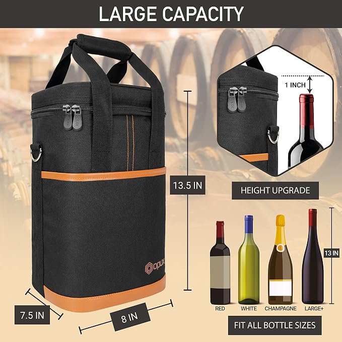 Opux 4 Bottle Insulated Wine Cooler Bag - Image 3