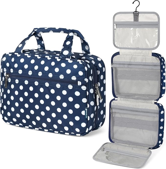 PAVILIA Hanging Toiletry Bag Travel Bag Women Men, Foldable Cosmetic Organizer by PAVILIA