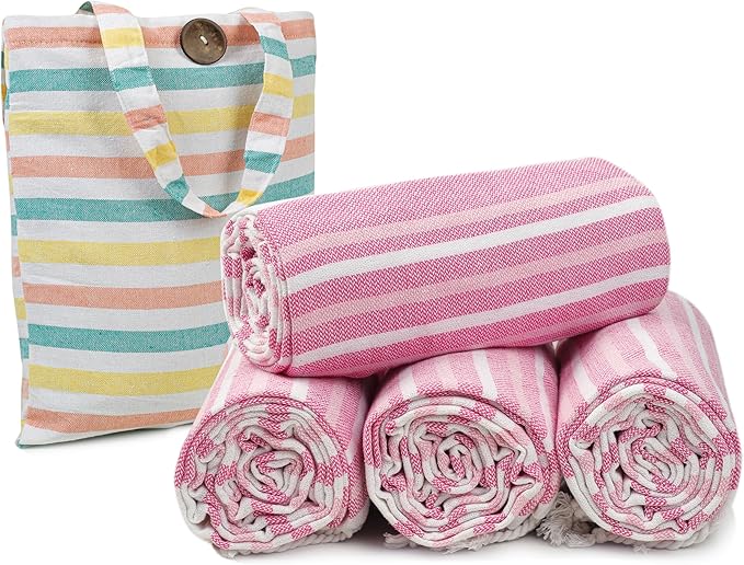 HILLFAIR Cotton Turkish Beach Towels, Quick Dry Lightweight Sand Free Peshtemal by HILLFAIR