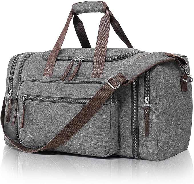 Canvas Expandable Duffle Bag for Men Traveling, Luggage Travel Bag Weekender by EKOROMIERHOME