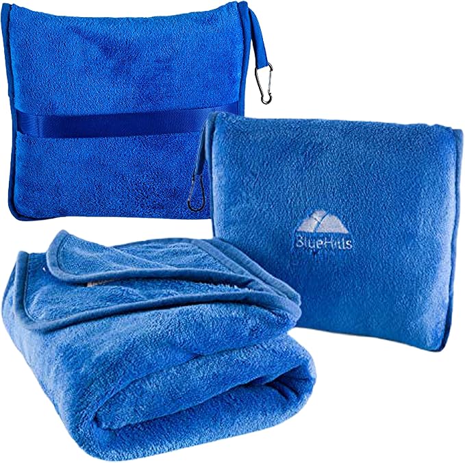 BlueHills Premium Soft Travel Blanket Pillow Airplane Blanket Packed in Soft by BlueHills
