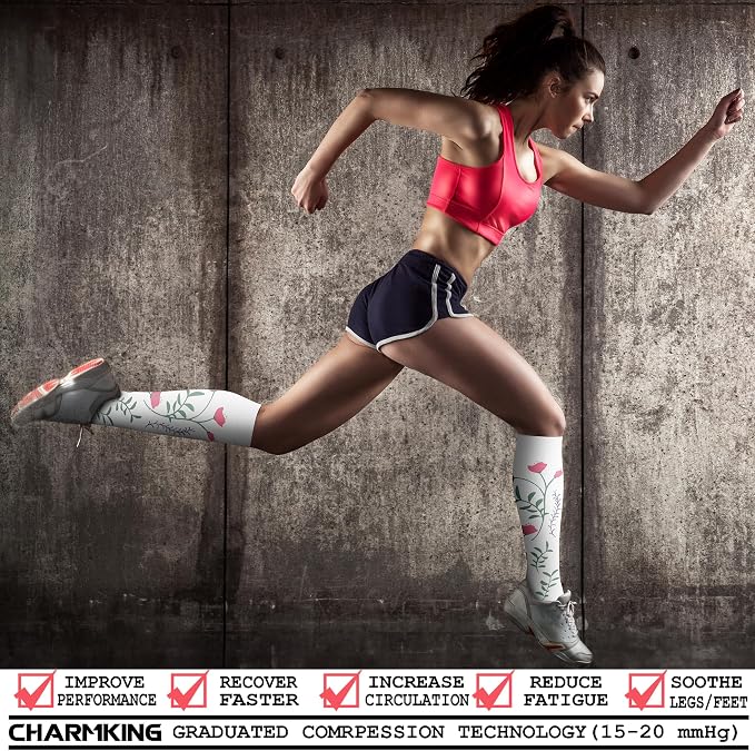 CHARMKING Compression Socks for Women & Men Circulation 15-20 mmHg is Best - Image 2