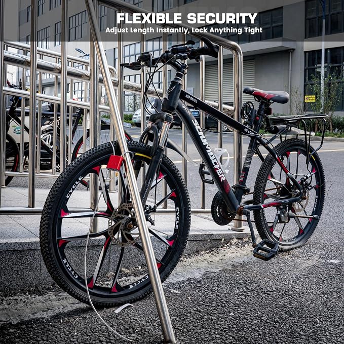 Adjustable Cable Locks with 3 Keys | 3.28ft L x 1/6in D Aluminum Steel Cable - Image 8
