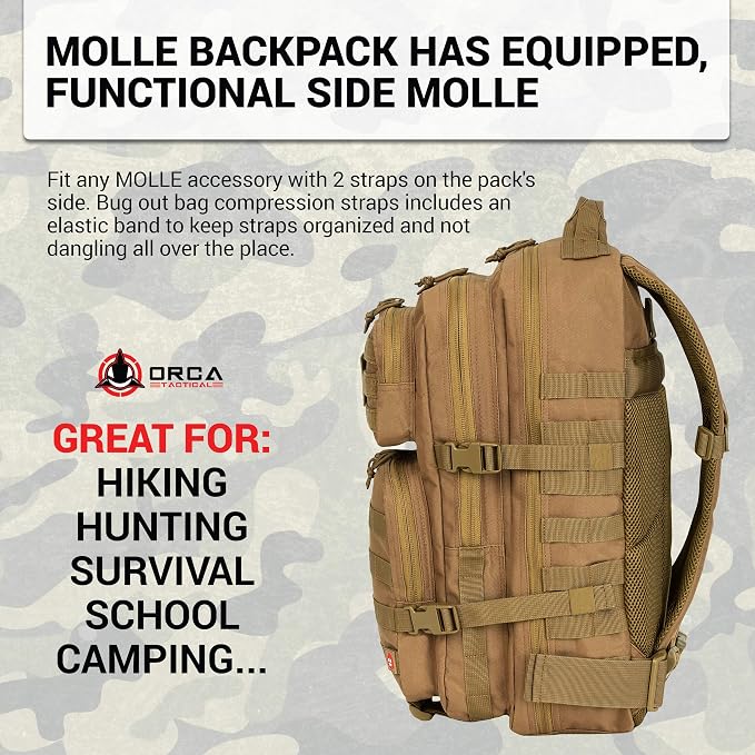 Backpack 40L Large Military 1 to 3 Day Molle Assault Pack Rucksack Army Bag - Image 6
