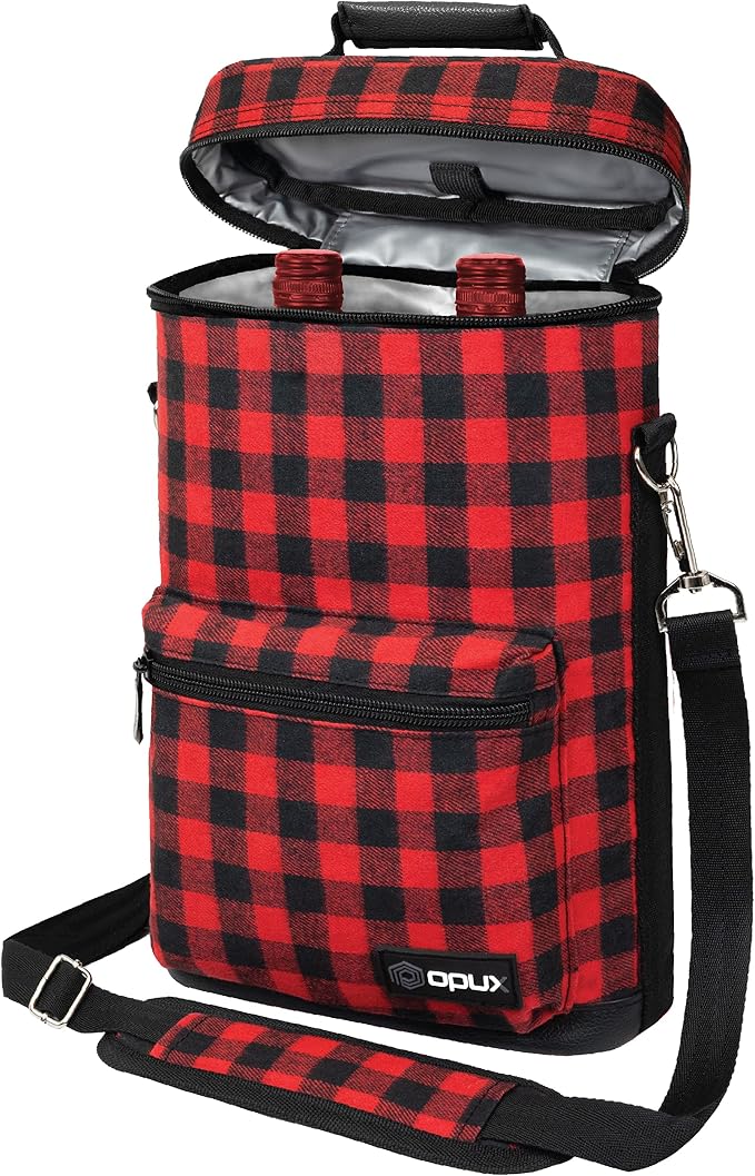 Opux 2 Bottle Wine Tote Carrier, Insulated Cooler Bag by OPUX