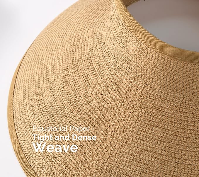 Camptrace Sun Visors for Women Wide Brim Beach Hat Foldable Straw Visor Hat - Image 7