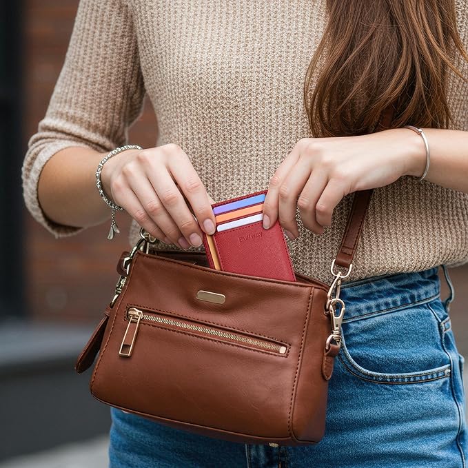 Buffway Slim Minimalist Front Pocket RFID Blocking Leather Wallets - Image 6