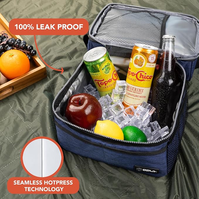 OPUX Lunch Box For Men Women, Insulated Large Double Decker Lunch Bag, Charcoal - Image 5