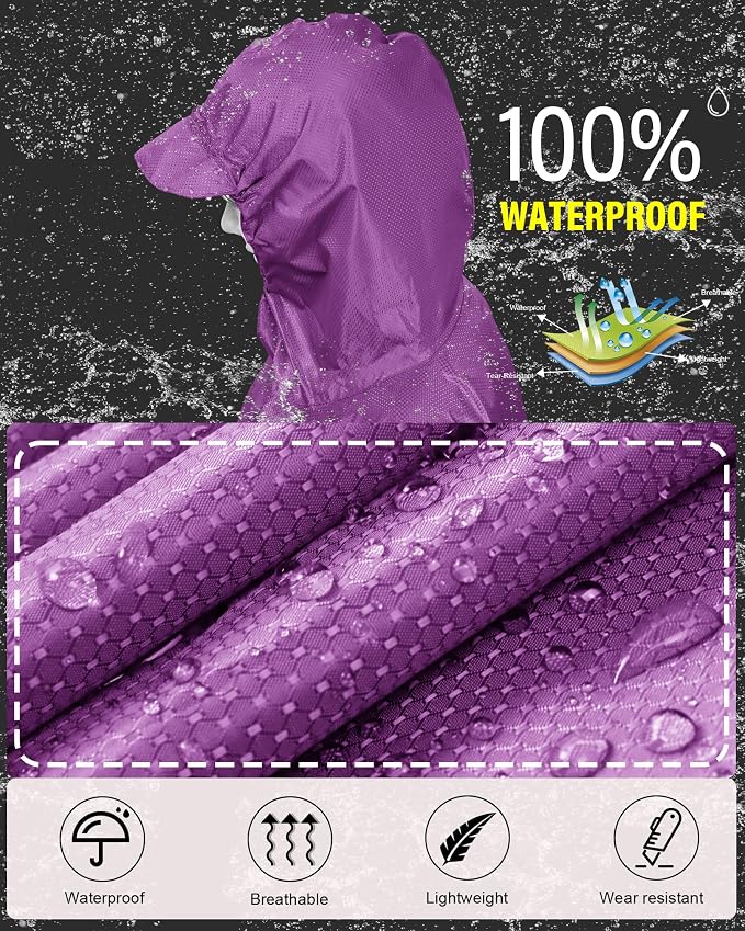 iCreek Hooded Rain Poncho with Pocket Waterproof Lightweight Unisex Raincoat - Image 2