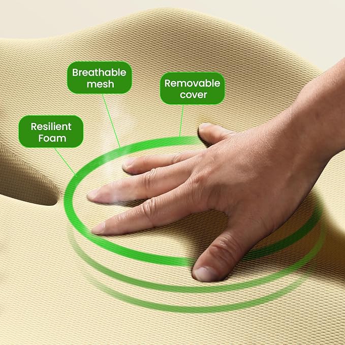Benazcap Large Seat Cushion for Office Chair Memory Foam Coccyx Pain Relief - Image 7