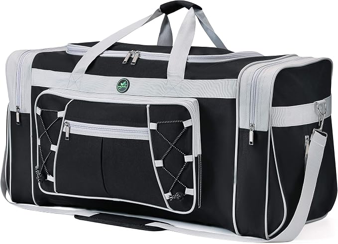 Travel Duffle Bags for Men 26" Black Weekender Over Night Carry On Bag by AULUDA