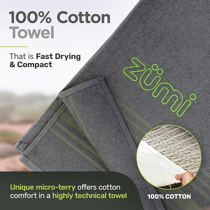 Zumi 100% Cotton Quick Dry Large Travel Towel - Image 2