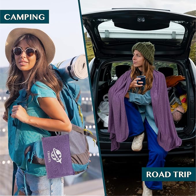 PAVILIA Travel Blanket Compact, Airplane Packable Bag, Soft Fleece Portable - Image 4