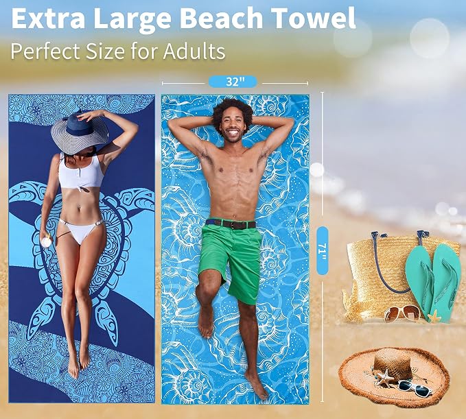 6 Pack Lightweight Thin Beach Towel Oversized 71"x32" Big Extra Large - Image 4