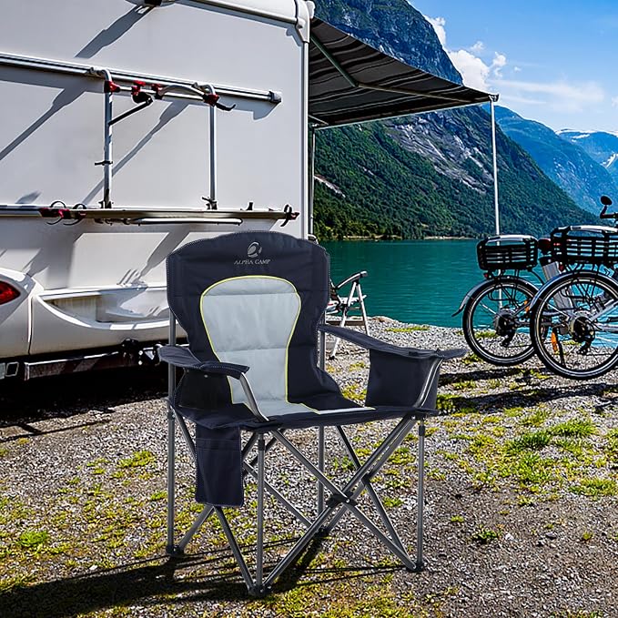LET'S CAMP Oversized Folding Camping Chair Portable Outdoor Heavy Duty Padded - Image 2