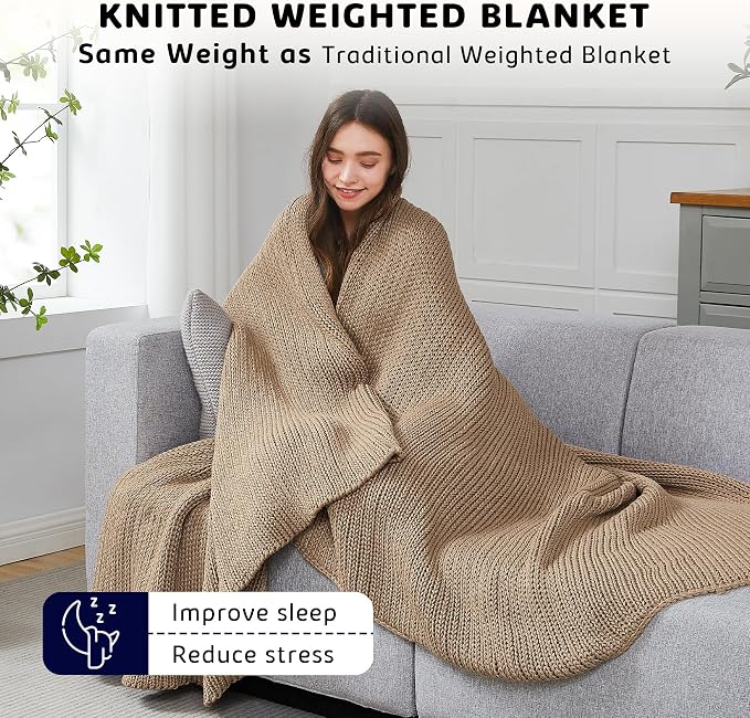 L'AGRATY Knitted Weighted Blanket - Image 3