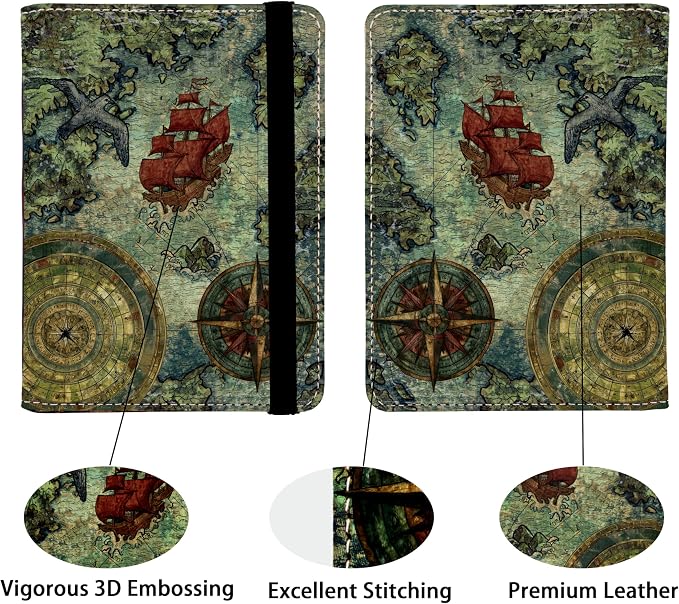 Old Pirate Map Passport Holder for Women and Men PU Leather Passport Cover for - Image 2