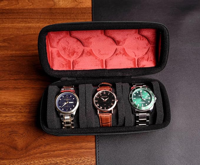 3 slots Watch travel case, Hard watch roll, travel watch case organizer holder - Image 3