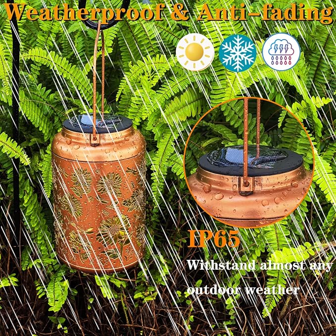 Solar Lanterns for Outside, Sunflower and Dragonfly Garden Decor Lights - Image 3