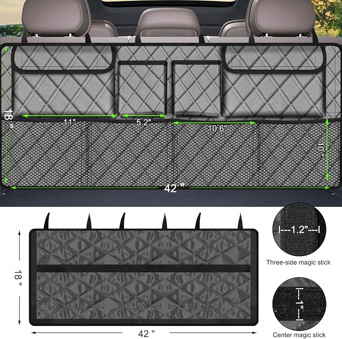Femuar Car Trunk Organizer, Large Capacity Backseat Trunk Organizer, - Image 3