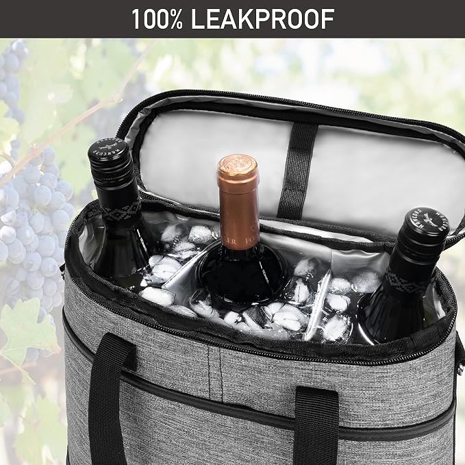 OPUX 3 Bottle Insulated Leakproof Wine Cooler Bag, Portable Wine Bottle - Image 5