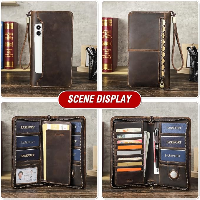 Top Grain Leather Travel Passport Wallet Organizer Case - Image 2