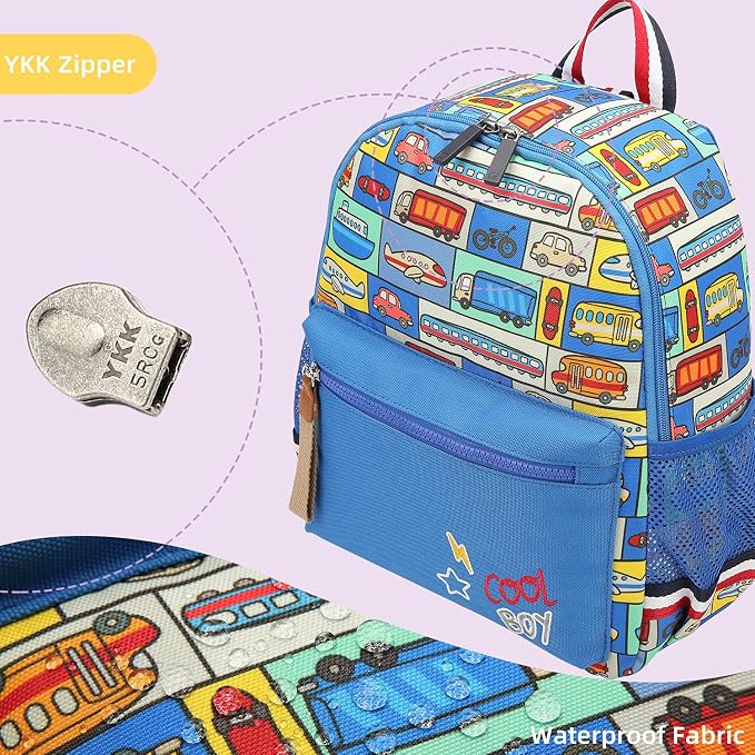 willikiva Cartoon Bus 12 Kindergarten Backpack - Image 6